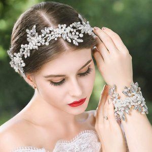 Wedding, Great Gatsby, Costume Hair Vine Silver Rhinestone Pearl Head Piece